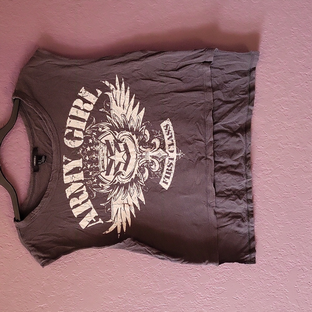 Forever 21 Army Girl Graphic Tee